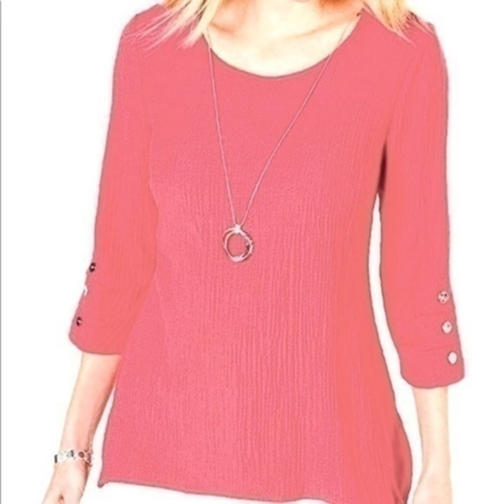 JM collections hot pink textured top